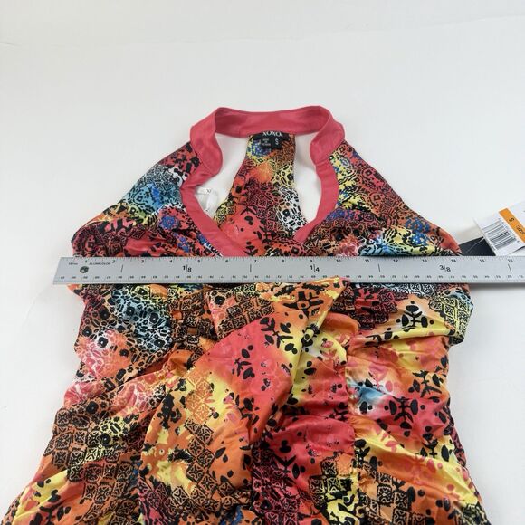 XOXO Top Ruffle Front  Womens Small Multi Colorful Satin Y2K Fairy Whimsical - Picture 9 of 13